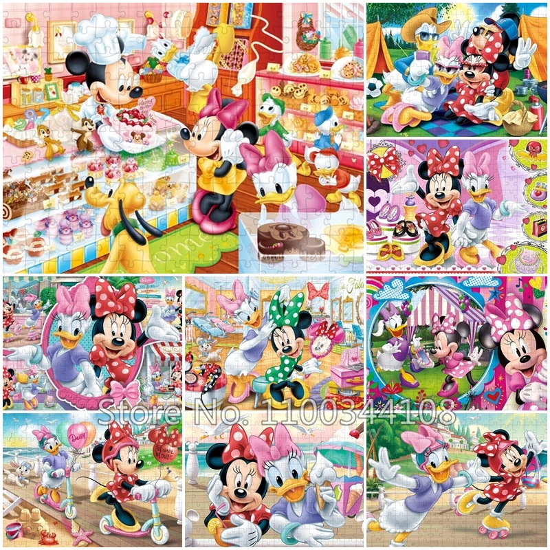 

Disney Mickey Mouse Donald Duck Puzzle Minnie and Daisy Cartoon Jigsaw Puzzle 300/500/1000 Pcs Puzzles Children's Handmade Toys