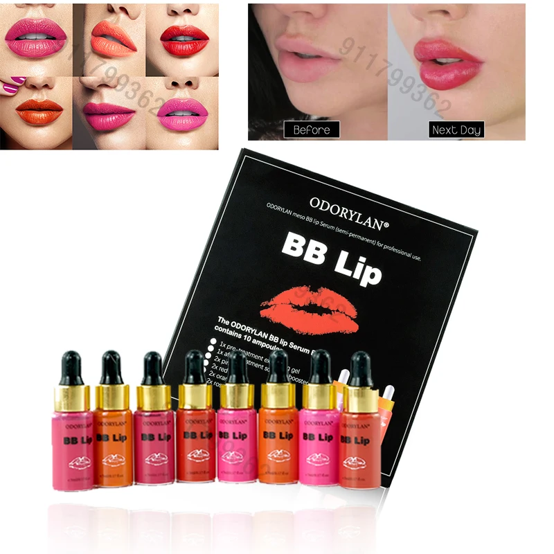 

New 8pcs/kit BB Lip Cream Glow Serum Korean Makeup Semi Permanent Lips Coloring Pigment Lip Gloss Lips Printing and Moisturing