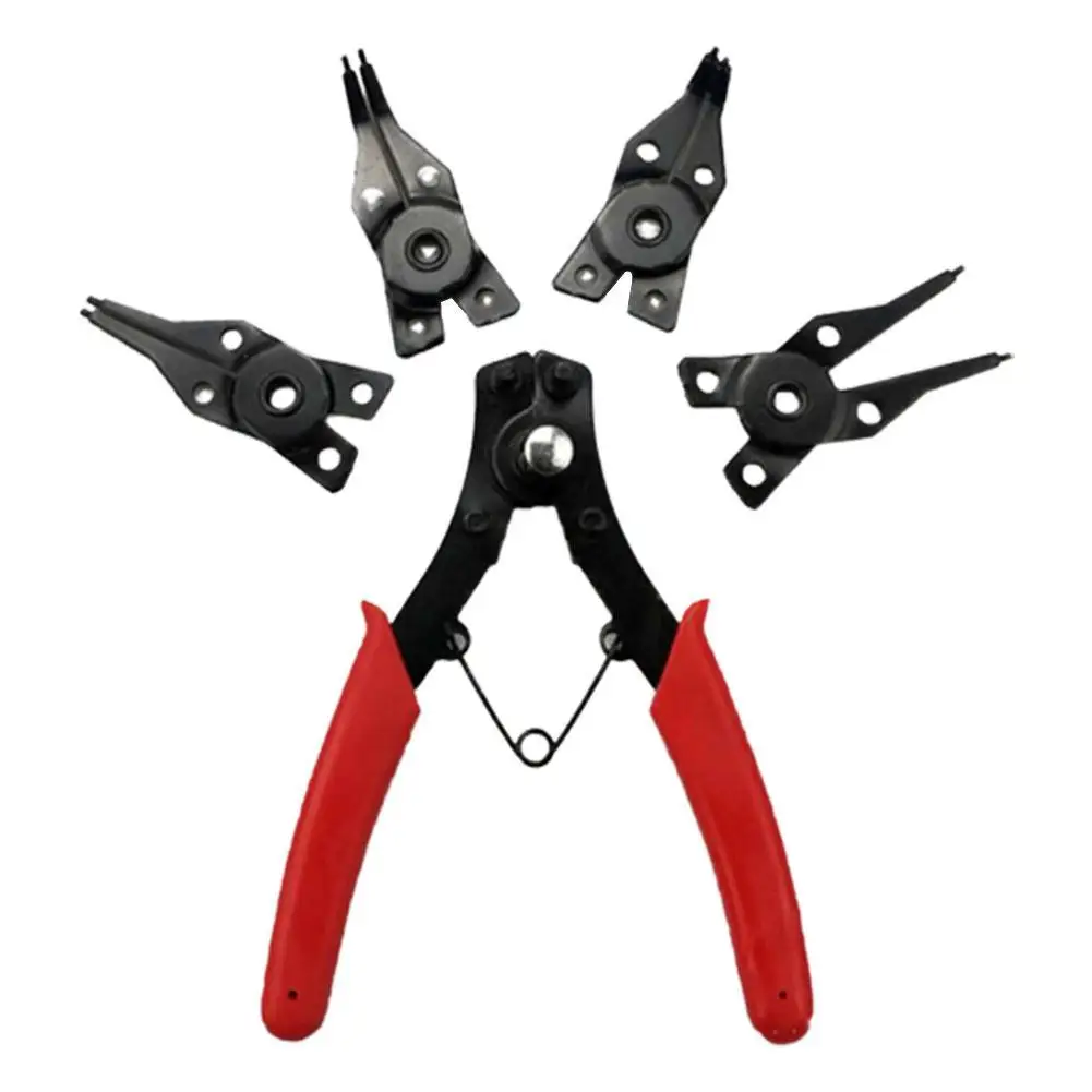 

4 In 1 Circlip Pliers Set Snap Pliers Multi Crimp Removable Plier Head Retaining Circlip Pliers Hand Tools Car Repair Tools