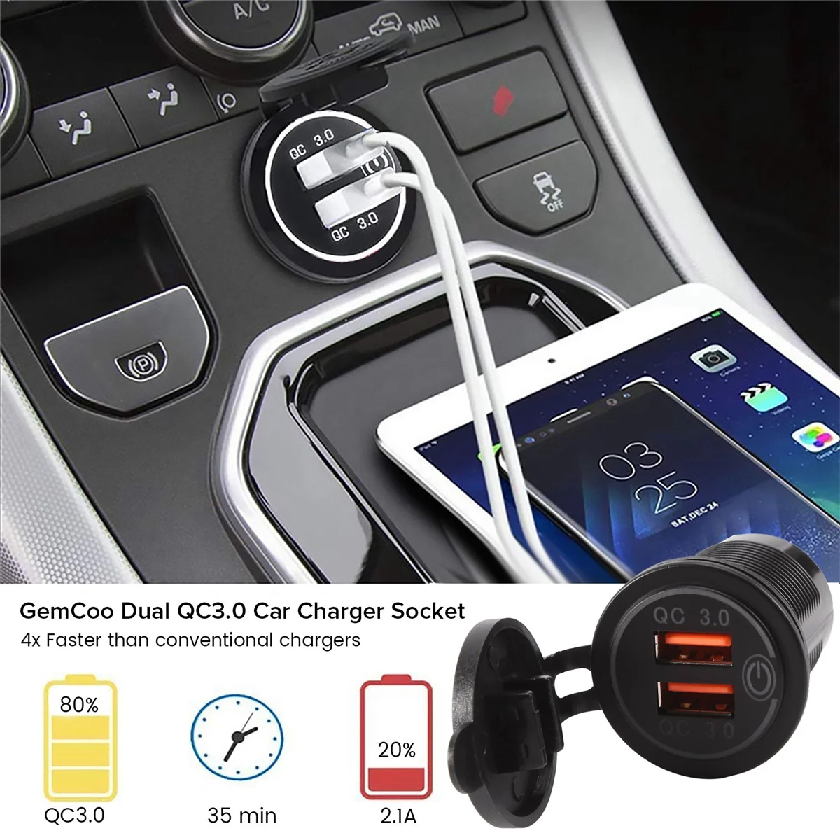 Автомобильное зарядное устройство с двумя USB-портами 12 В 36 Вт |