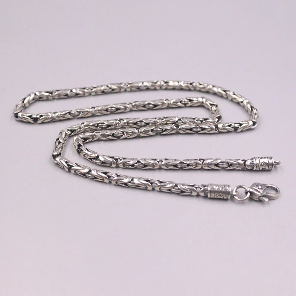 Настоящая твердая цепочка из стерлингового серебра 925 пробы мужская мантра 4 мм