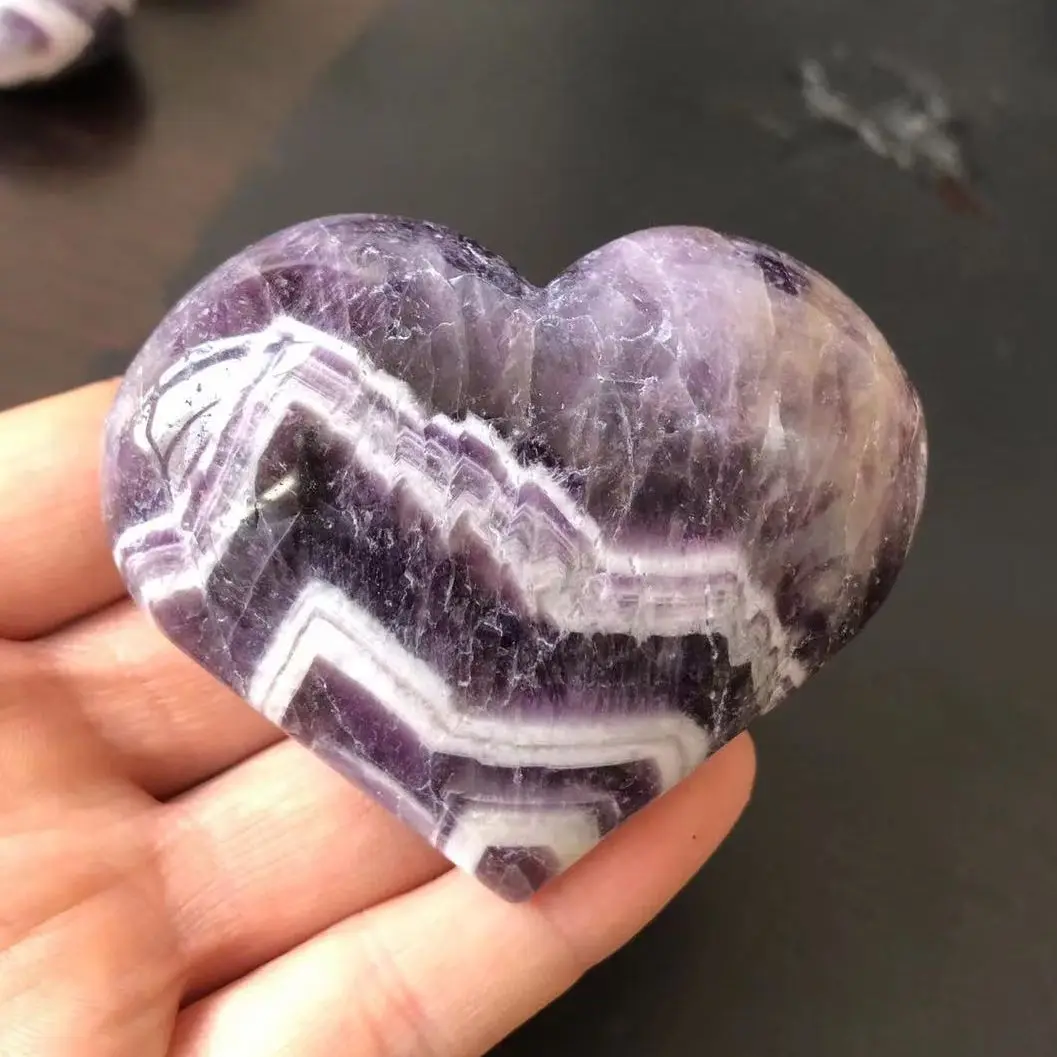 

Натуральный пурпурный кварц Dream, аметист в форме сердца, резьба, лечебные камни, энергетический драгоценный камень, украшение для дома