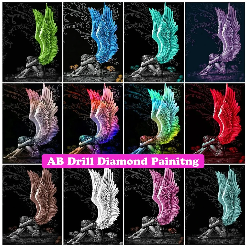 

Lost Angel 5D DIY AB Drills Diamond Painting Rhinestone Cross Stitch Wings Embroidery Hobby Craft Home Decor Children's Gifts
