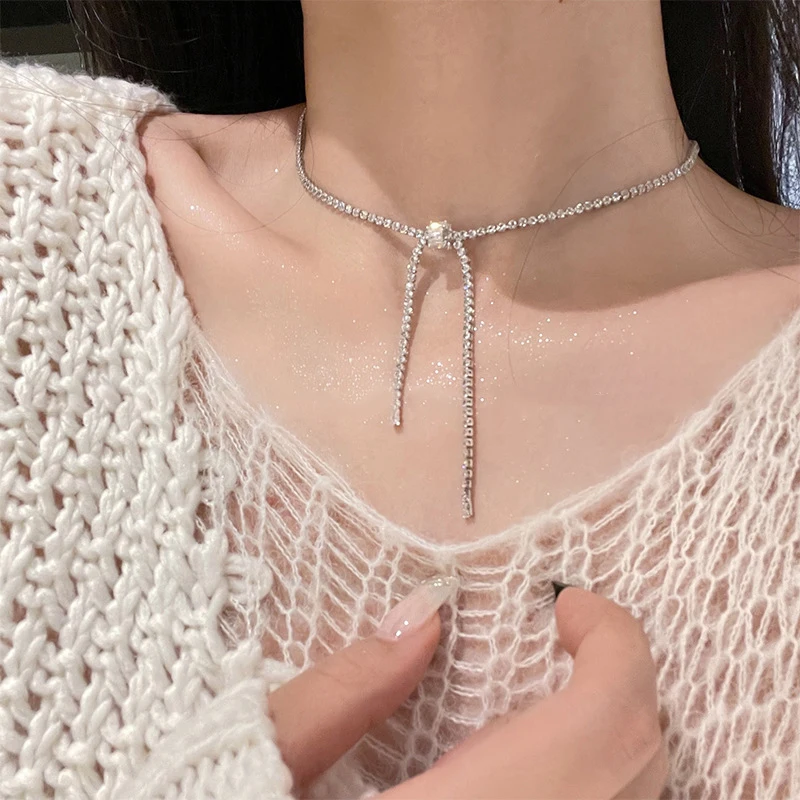 Роскошное Сверкающее Колье-чокер С Кубическим Цирконием Для Женщин Свадебные