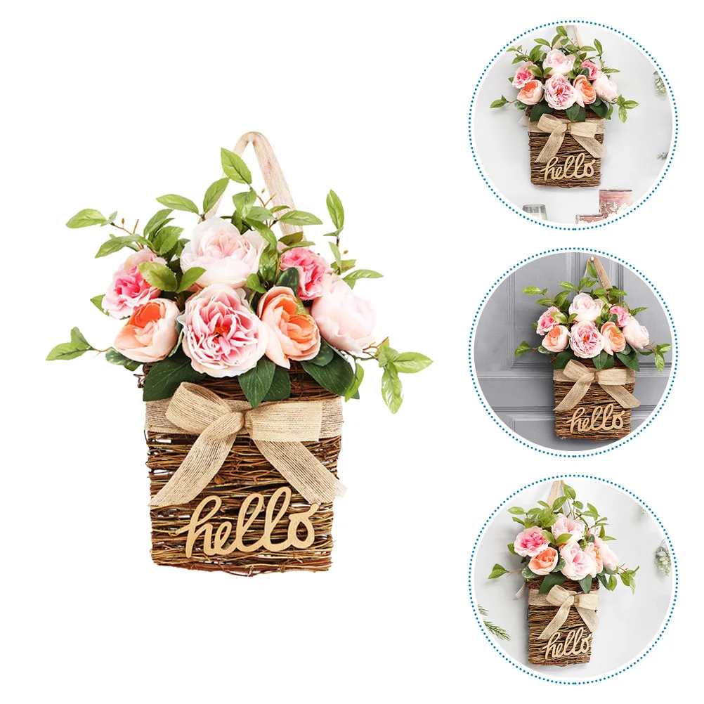 

Artificial Flower Basket Hanging Flower Wreath for Door Flower Basket Hanging