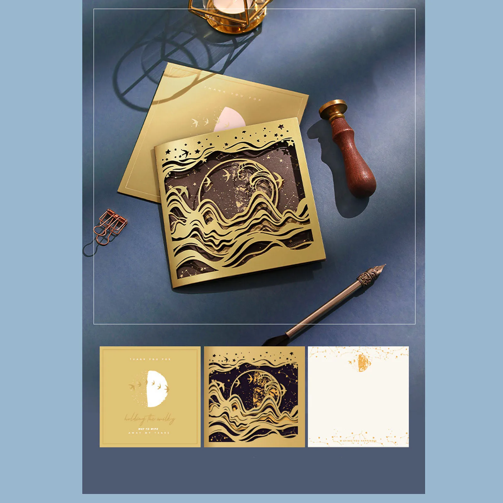 

5pcs Hollow Greeting Tags Leave Message Paper Cards Minimalist Style Gilded Greeting Card For Wedding Party Decoration Gift Craf