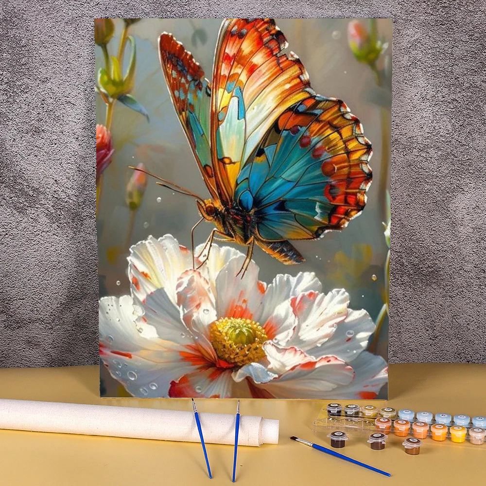 Краска по номерам цветы на холсте оригинальные подарки набор красок ручной