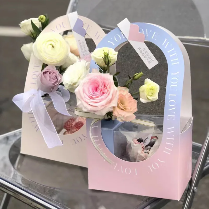 

Cake Container Cupcake Packaging Bakery Muffins Container Dessert Carrier Box with Flower Decortation for Home Kitchen Gift Box