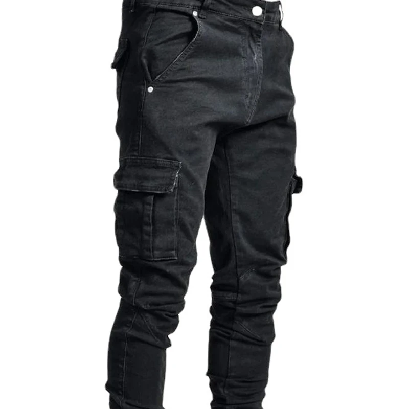 Fashion Multi Pockets Vintage Cargo Jeans Men Casual Blue Denim Trousers Hip Hop Streetwear Trousers Male Daily Wear Y2k Pants