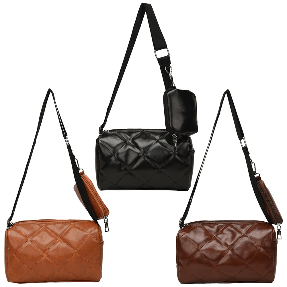 

XZAN Female Shoulder Bag with Small Purse PU Women Messenger Bag Large-capacity Diamond Lattice Portable for Daily Leisure