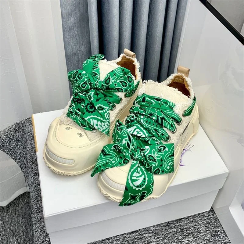 2 PCS  Satin Silk Ribbon Cashew Flowers Shoelaces For Women Bowknot Sneake White Shoes Laces Length 100cm Width 4cm