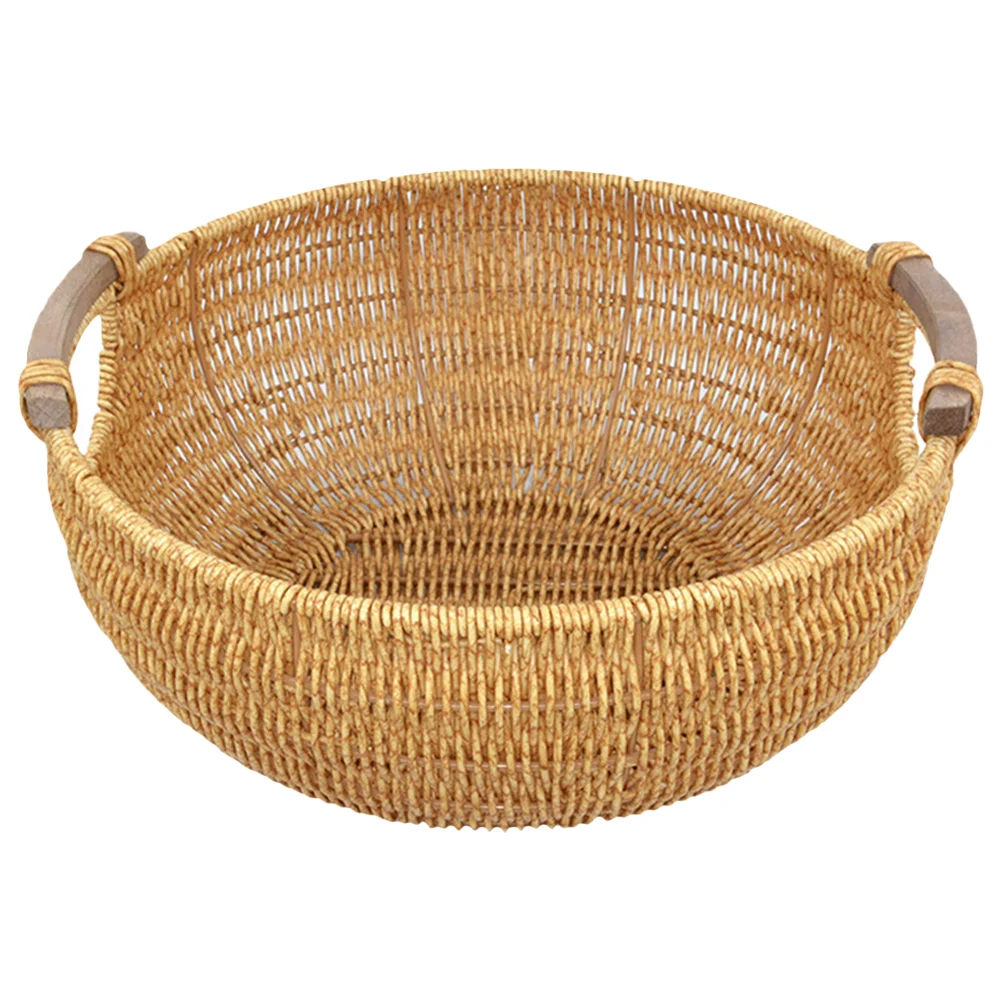 

Basket Woven Rattan Fruit Serving Wicker Baskets Storage Bread Egg Tray Vegetablerusticdesktop Treat Christmas Imitation