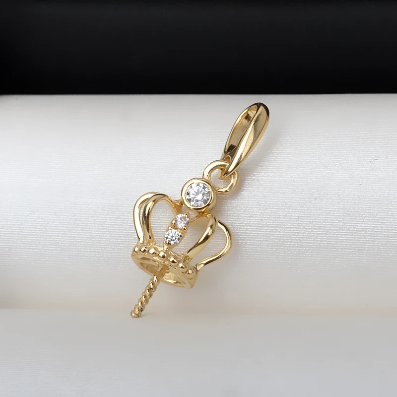 Аксессуары сделай сам AU750 золотая подвеска в виде короны с бриллиантом и цирконом