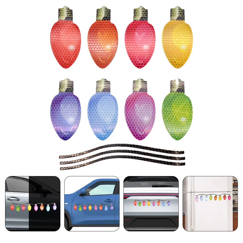 

Christmas Car Magnets Reflective Decorations Bulb Light Lights Magnet Refrigeratorstickers Decals Colorful Set Exterior Sticker