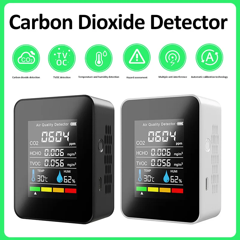 

CO2 Air Detector Carbon Dioxide Detector Agricultural Production CO2 Monitor TVOC HCHO Detector Analysis Instrument