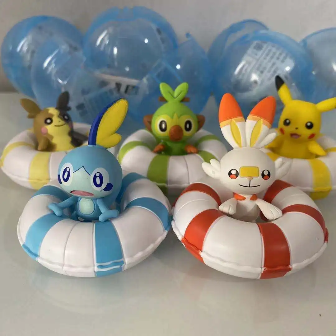 

Pokemon Gacha Toys Floating Swimming Ring Series Grookey Scorbunny Sobble Pikachu Cute Action Figure Toys