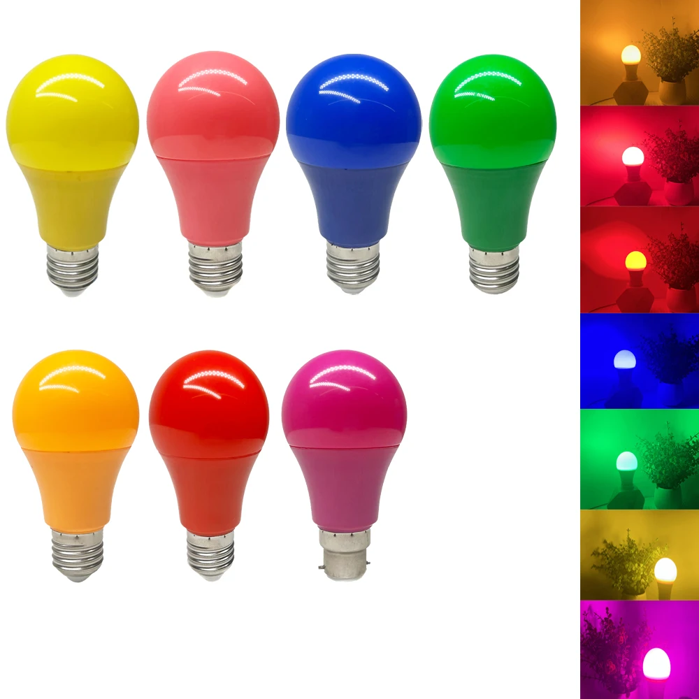 Colorful LED Bulb E27 B22 Lamp Led Bar Light 5W Lamp Red Blue Green Yellow Pink Lampara Light KTV Party Home Decor Lighting 220V