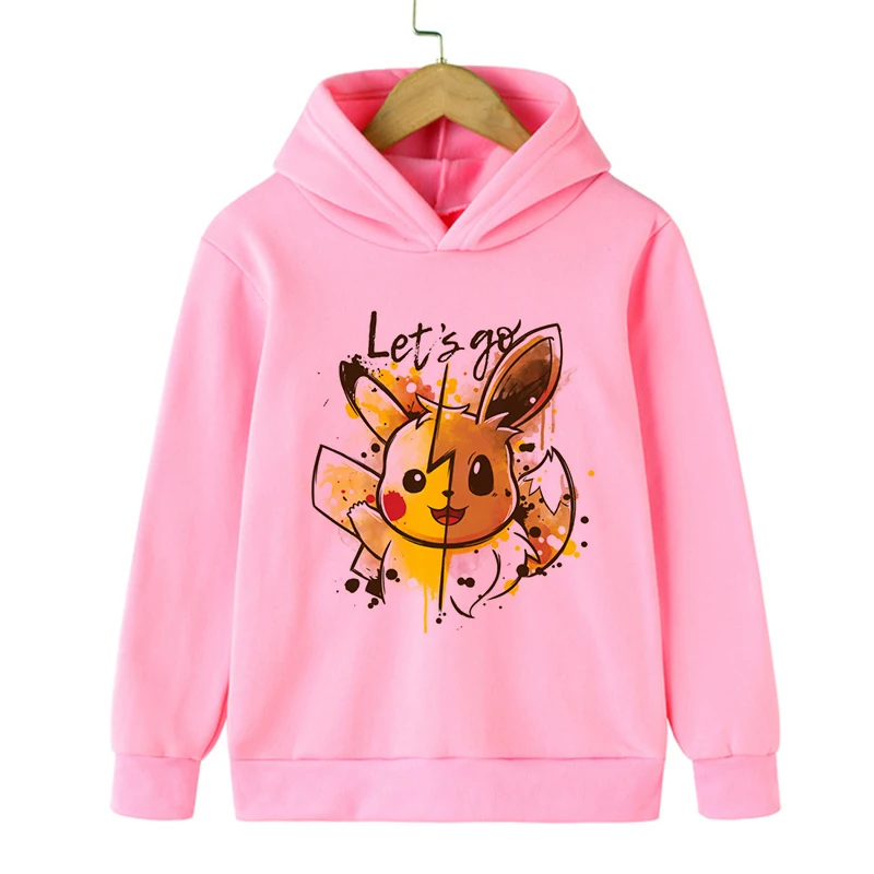 

New Cartoon Cute Manga Japanese Anime Hoodie Pokemon Children Sweatshirts Kids Pikachu Clothes Tops Boys Girls Baby Hoody