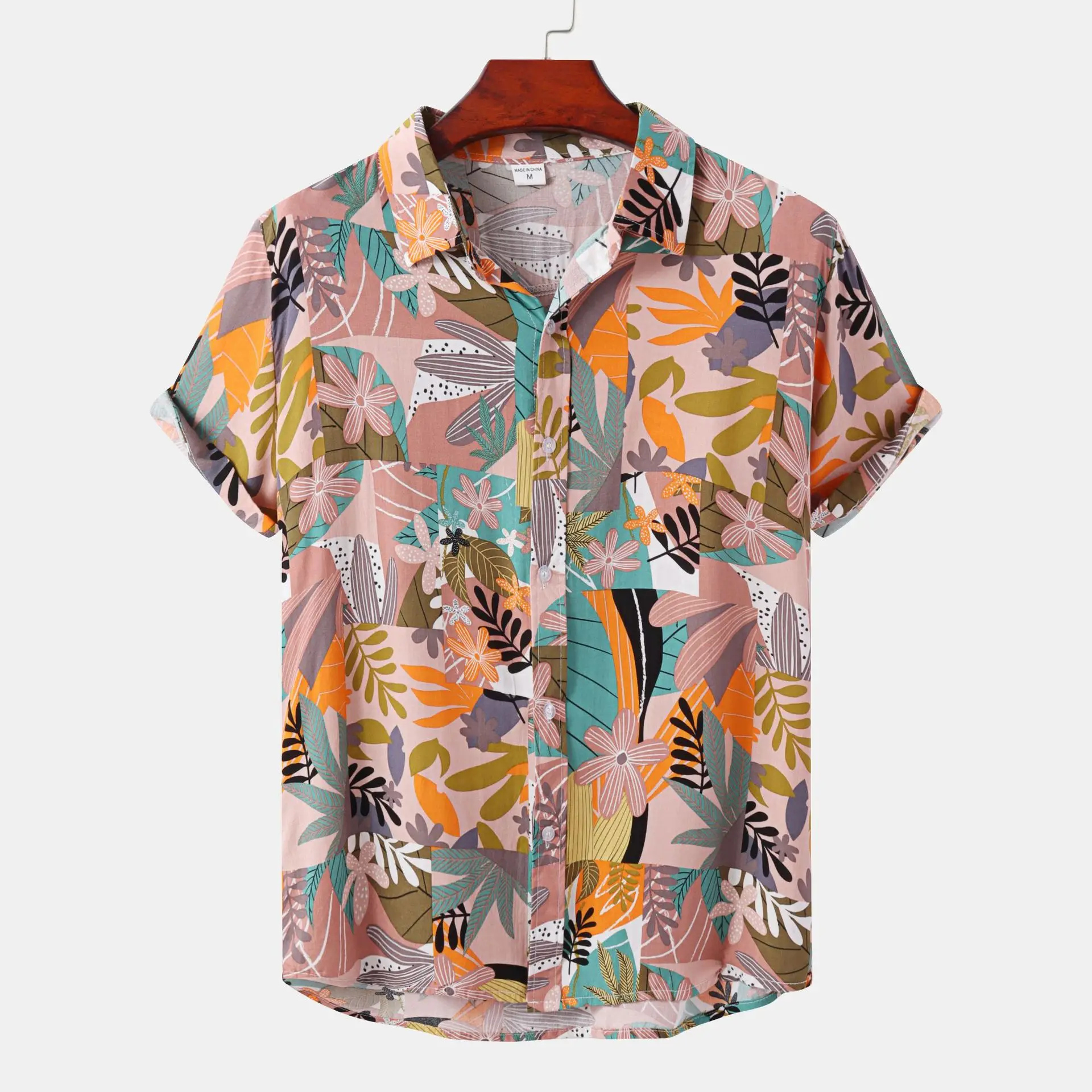 

2022 Spring/Summer New Men's Short Sleeve European Size Flower Shirt Beach Style Vacation Style Hawaiian Shirt