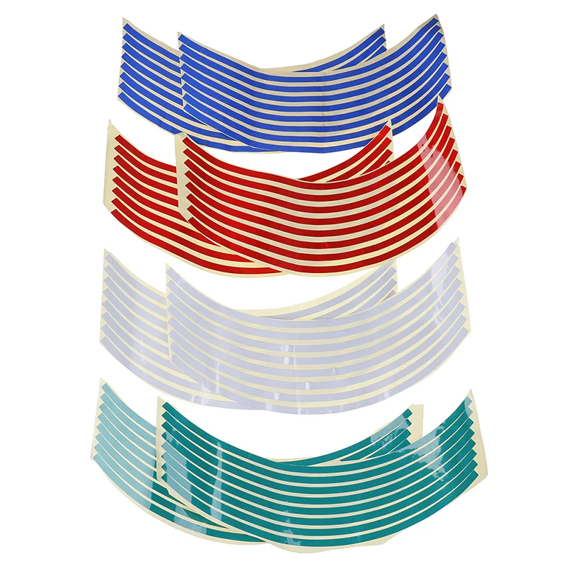 

Motorcycle Car Wheel Rim 16 Reflective Strips 14" Stripe Tape Decal Stickers
