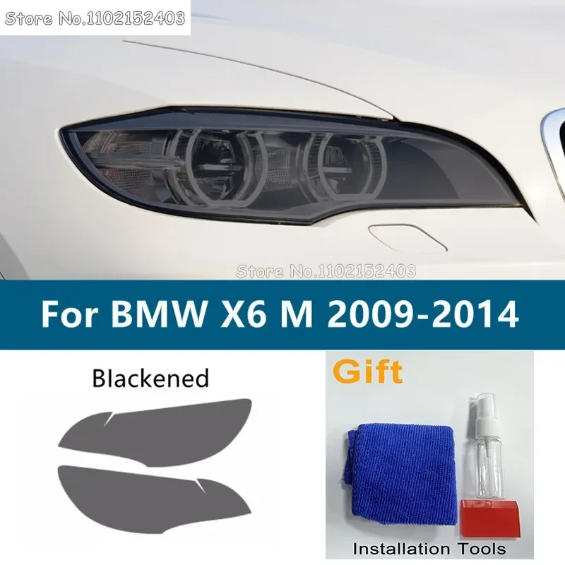 Фото 2 шт. для BMW X6 M E71 2008-2014, оттенок автомобильных фар, черная защитная пленка, передняя фара, прозрачная наклейка из ТПУ, аксессуары №2