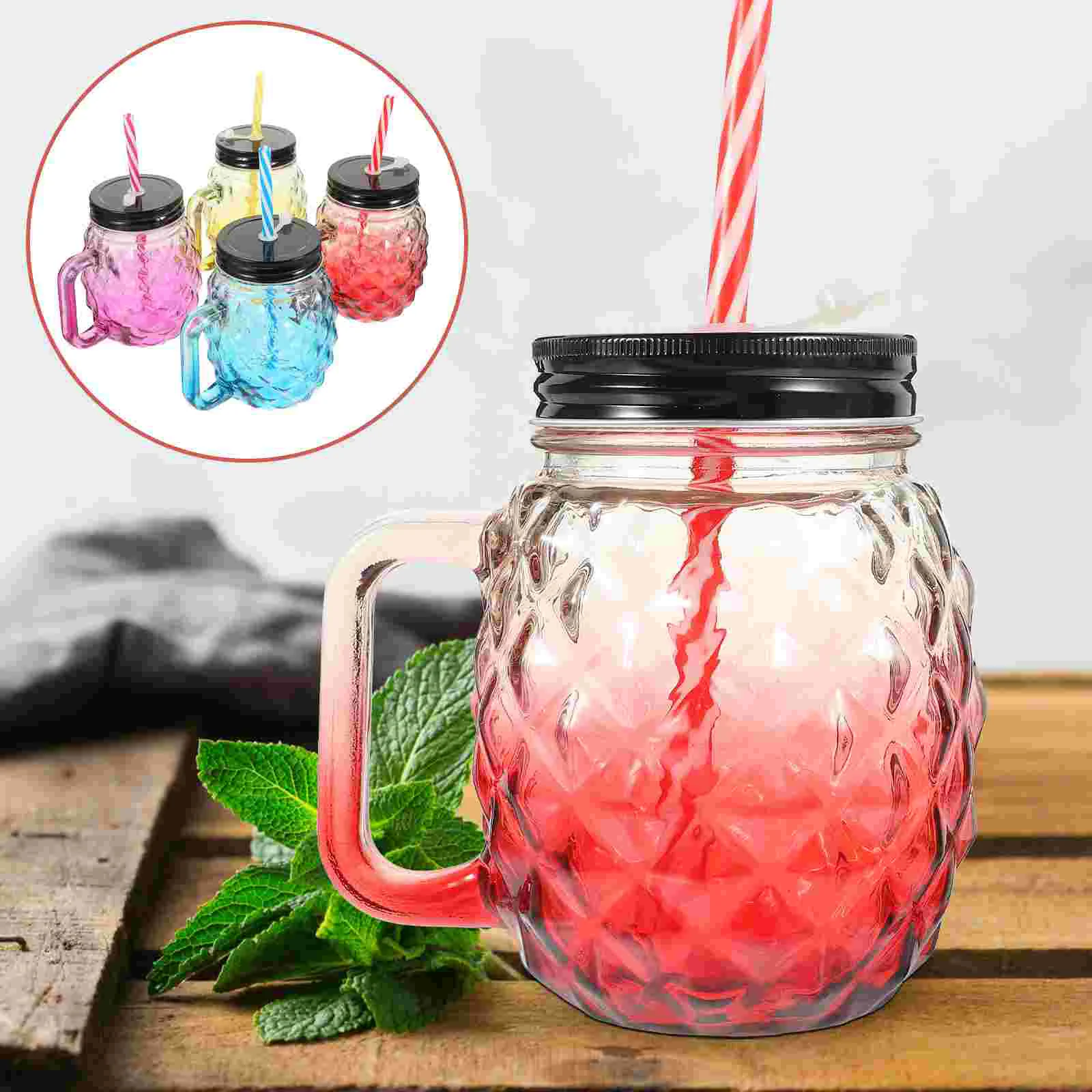 

4 Pcs Cup Lid Straw Cup Straws Tumblers Pineapple Decor Pineapple Glasses Cocktails Drinking Cup Pineapple Cup Mason Cup