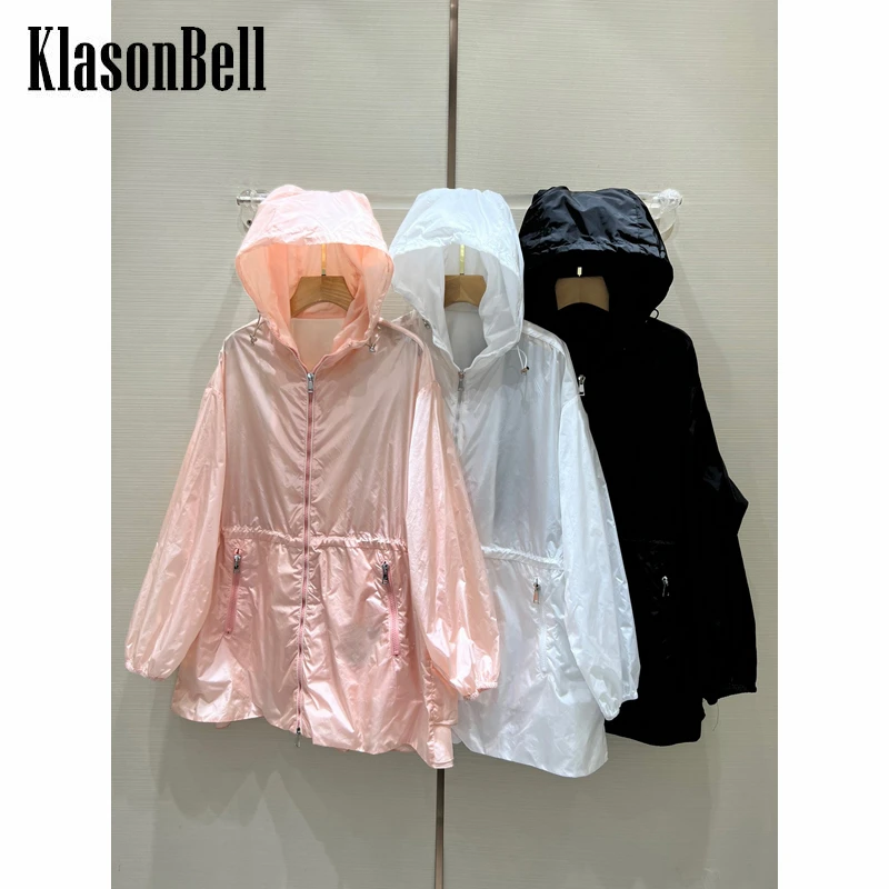 

6,11 KlasonBell тонкая женская Солнцезащитная куртка на молнии с капюшоном и шнурком