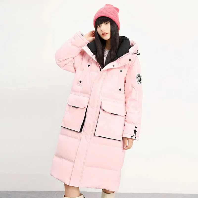 High-End Fashion Parkas Winter 2022 Lengthened Over-The-Knee Hooded Jacket Thickened Loose Warm White Duck Down Coat Female
