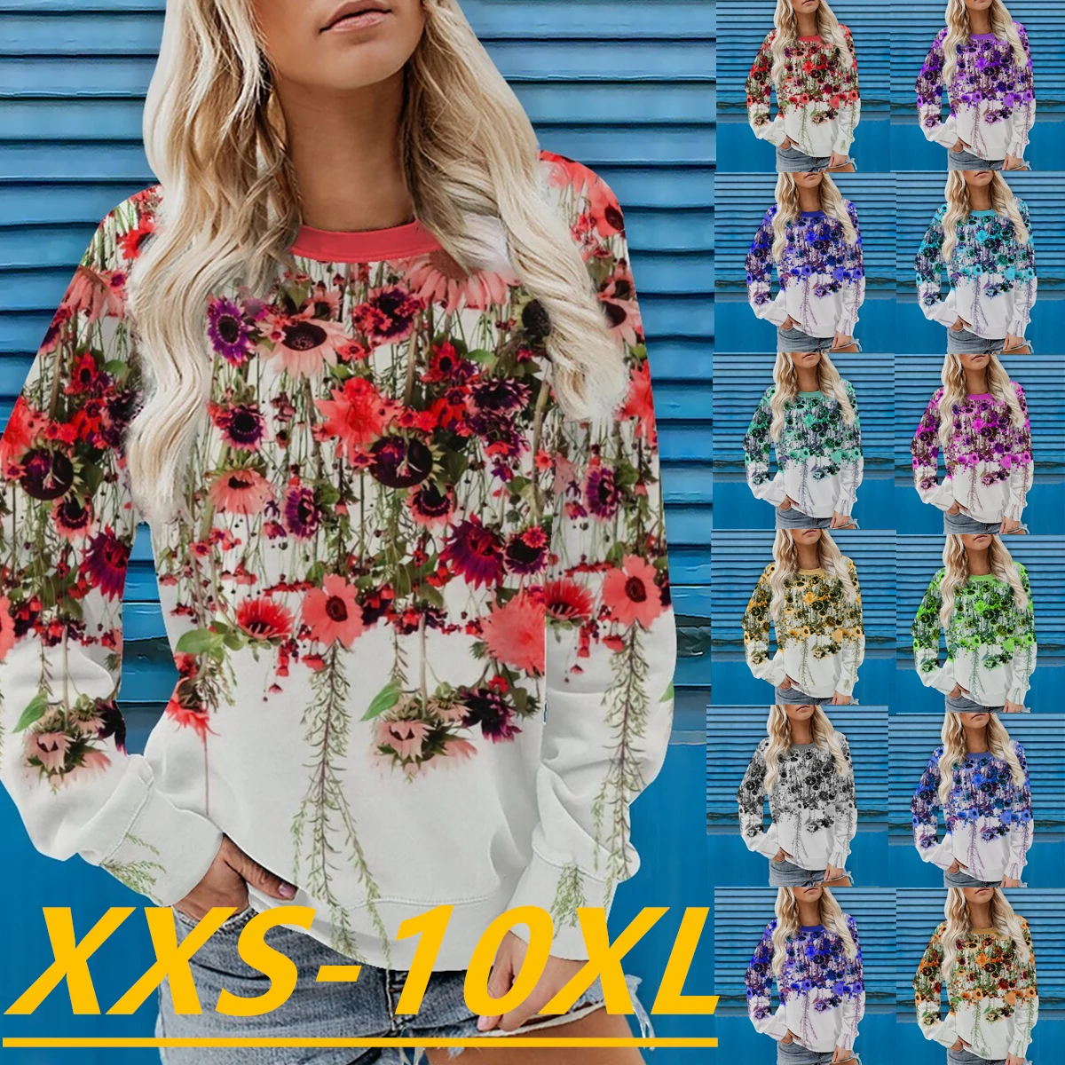 

Fall/Winter 2022 Fashion Women's Geometric Print Round Neck Long Sleeve Sweater Casual Plus Size Top XXS-10XL