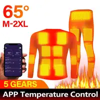Winter Heating Underwear Suit USB Battery Powered Electric Heated Plush Lined Ski Thermal Tops Pants Smart Control Temperature
