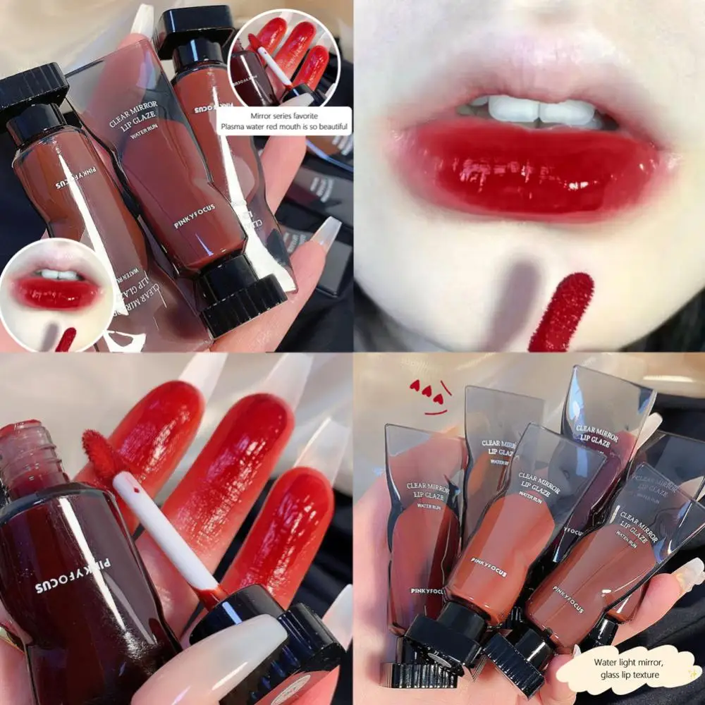 

Black Mirror Water Lip Glaze High Gloss Moisturizing Sexy Red Lip Tint Lipstick Makeup Longlasting Color Non-stick Cup Lipgloss