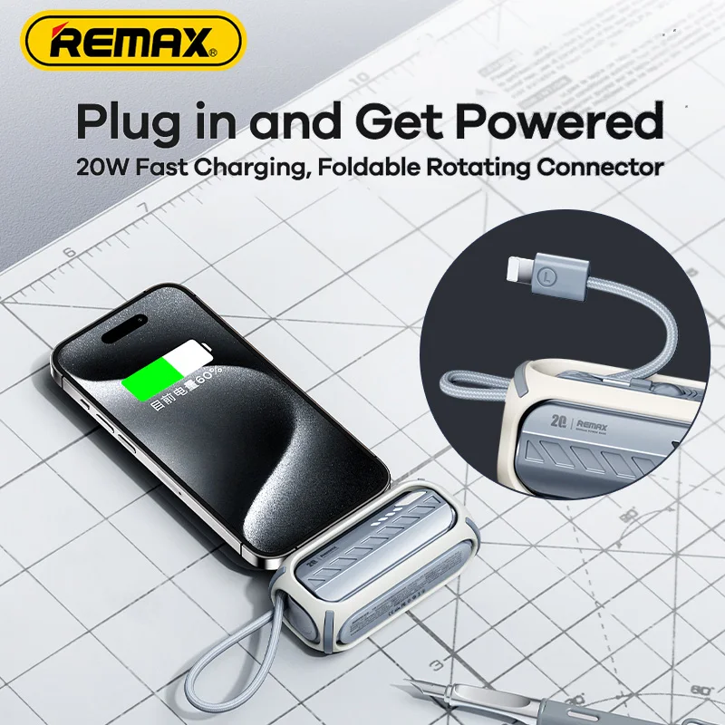 Миниатюрный внешний аккумулятор Remax 20 Вт 5000 мАч с кабелем быстрая зарядка для Oneplus