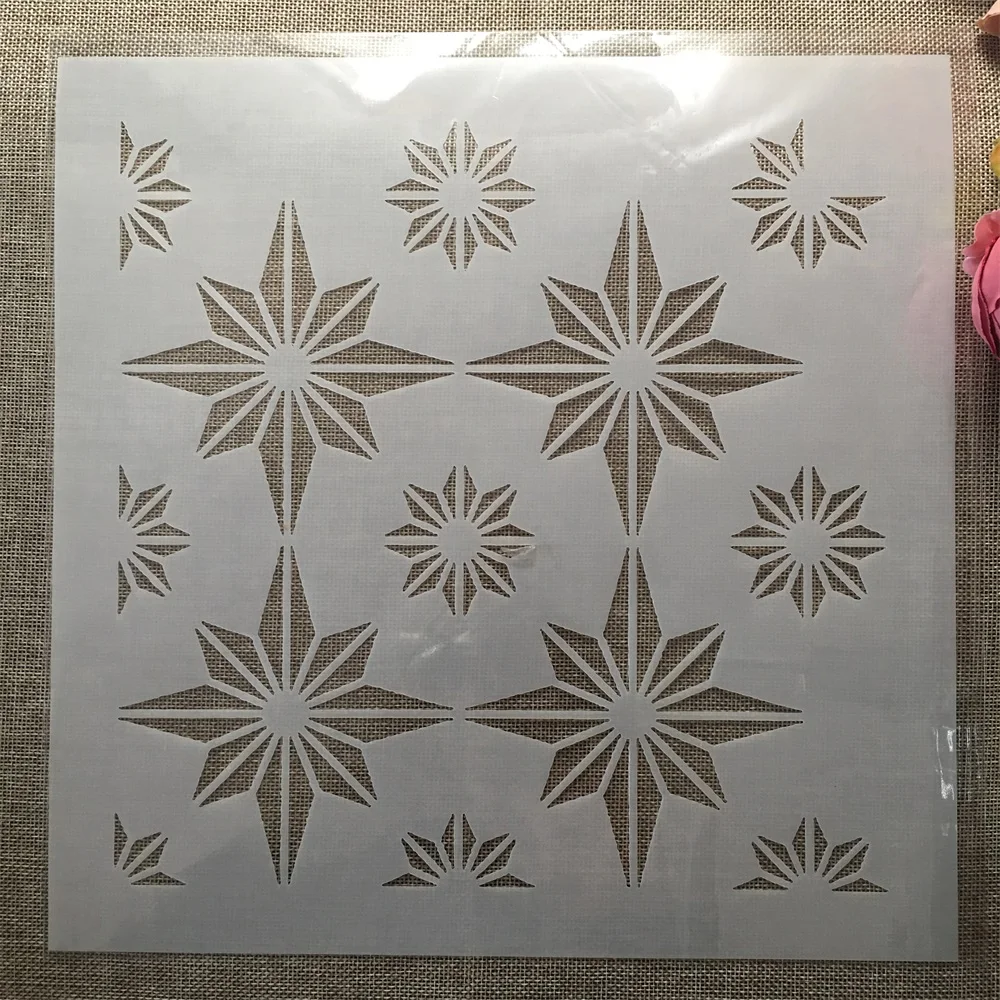 

30*30cm Geometric Stars Tiles DIY Layering Stencils Wall Painting Scrapbook Coloring Embossing Album Decorative Template