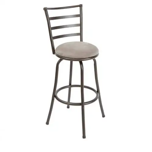 

Adjustable 24" or 29" Swivel Barstool, Grey Microfiber Cushion