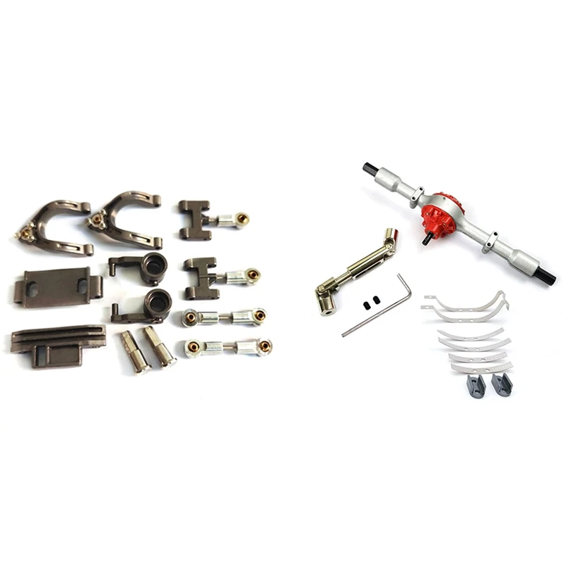 

1 Set Upper Lower Swing Arm Steering Cup Knuckle Hex Adapter & 1 Set Rear Bridge Axle With Shock Absorber