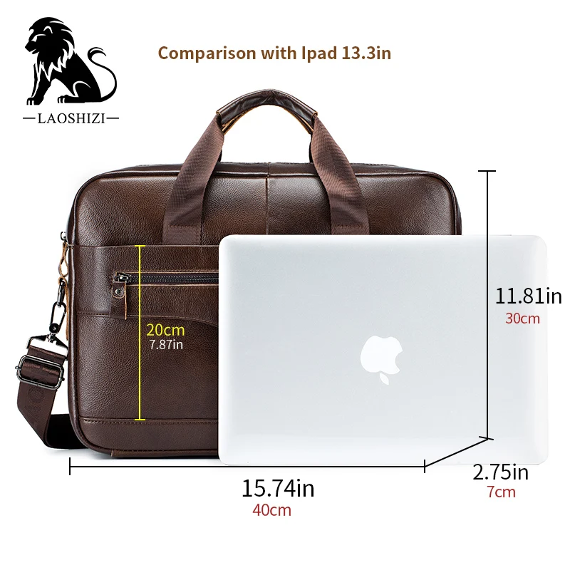 fashion Genuine leather men's Briefcase vintage cow leather business computer bag messenger bags man shoulder bag postman male