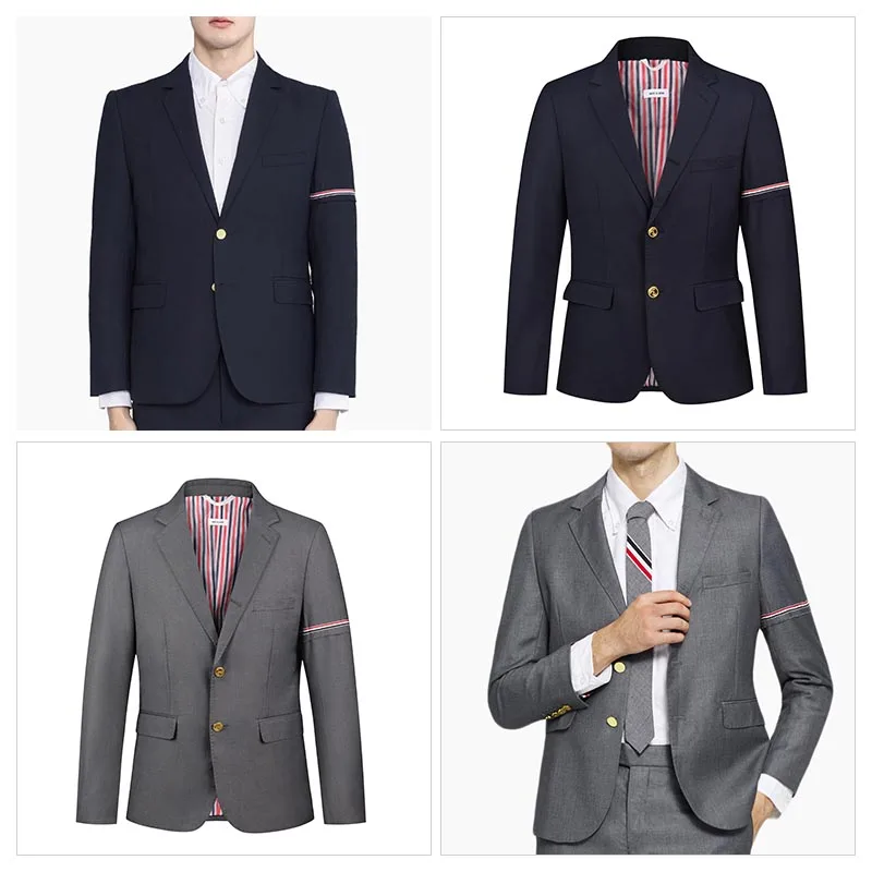 

TB THOM Male Suit Autunm Korean Fashion Men's Jacket Single Armband Stripes Formal Blazer Business Casual Smart Suit Jackets