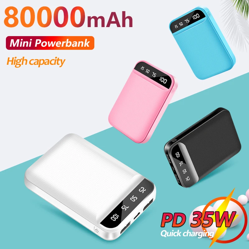 

80000mAh Power Bank Protable Phone Charging Mini Outdoor Travel Emergency Poverbank External Battery for Xiaomi Samsung IPhone
