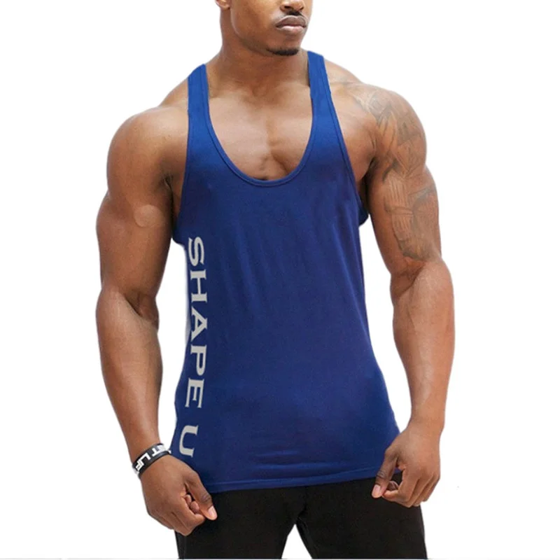 

Men Tank Tops Summer Sleeveless Letter Print Tops Bodybuilding Gym Clothing Fashion Cotton Vest Slim Fit Sportswear Plus Size