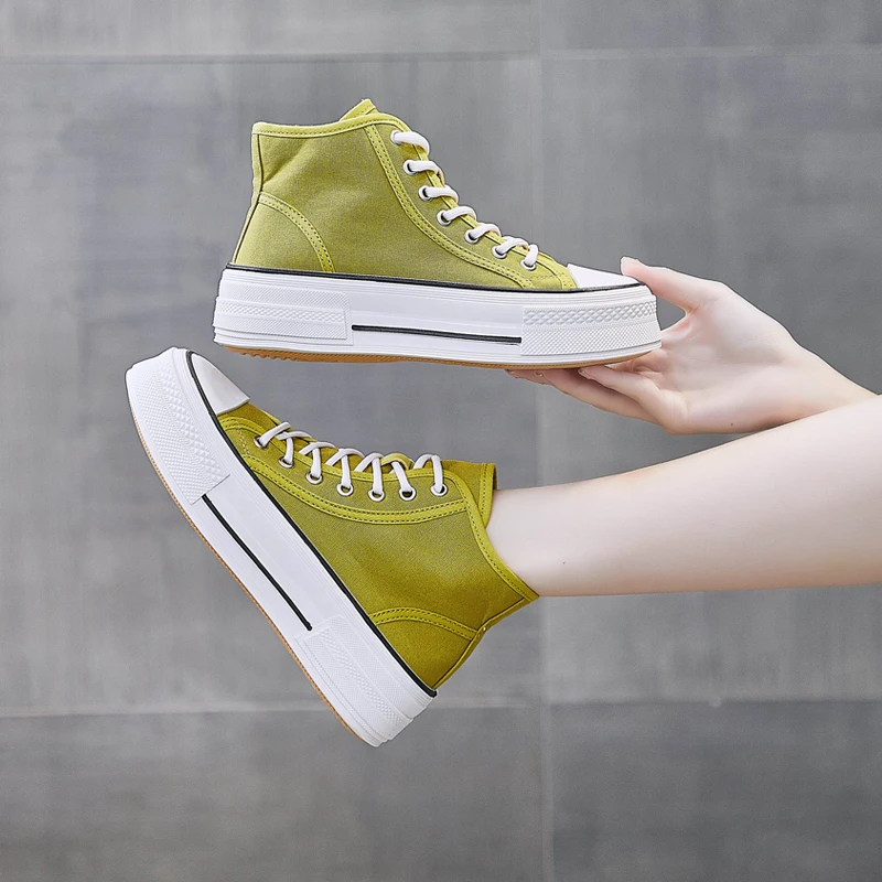 White Casual Shoes Women Platform Sneaker Black Vulcanized Shoe Summer Comfortable Flats Woman Internal Increase