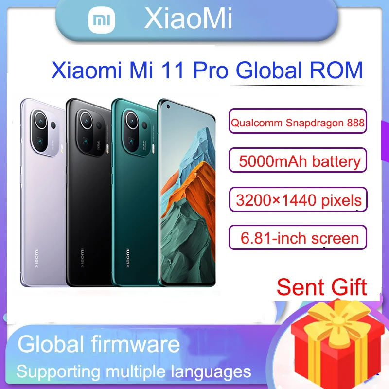 Смартфон Xiaomi 11 Pro, 128 Гб/256 ГБ, глобальная прошивка, Snapdragon 888, камера 50 МП, 120 Гц, AMOLED экран, 67 Вт, быстрая зарядка, 5000 мАч