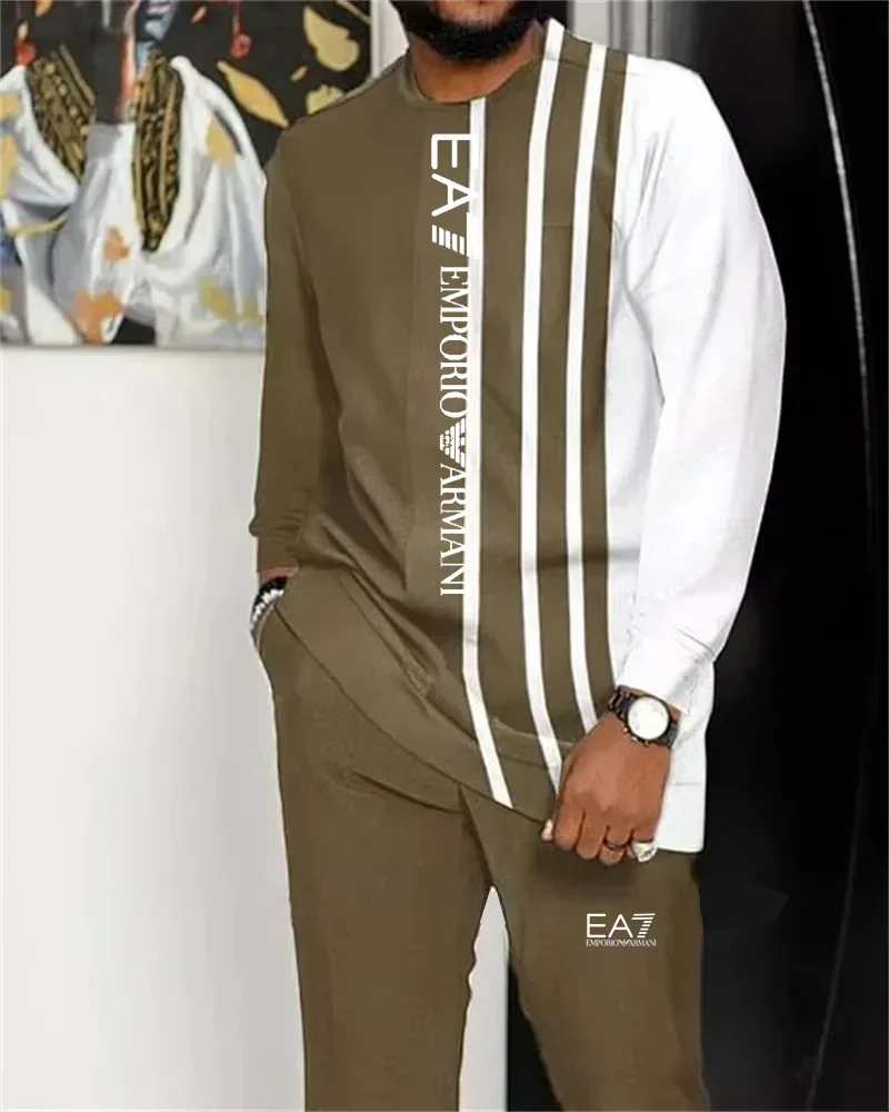 Мужской брючный костюм с длинными рукавами летняя роскошная мужская модная