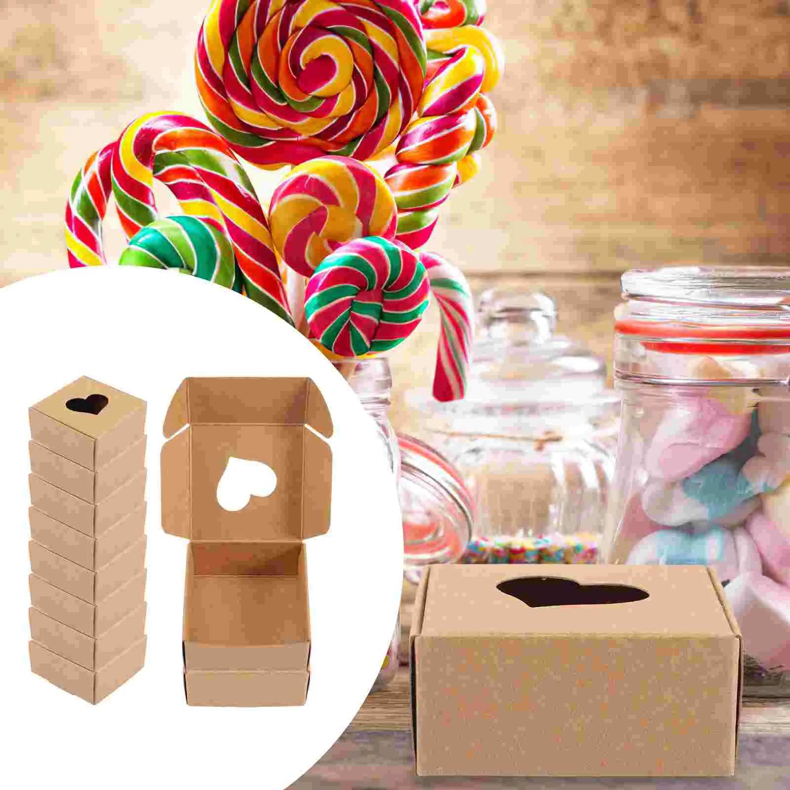 

20 Pcs Heart Gift Boxes Kraft Paper Package Treat Wrap Presents Mini Paperboard Wedding Favor Brown