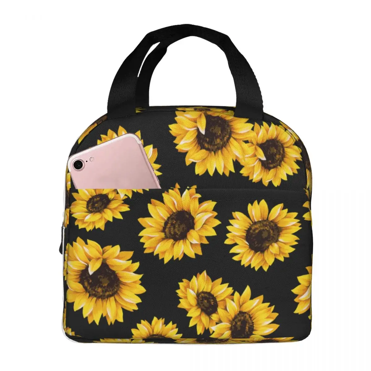 Lunch Bag for Women Kids Daisy Flower Thermal Cooler Bags Portable Picnic Work Canvas Lunch Box Food Storage Bags