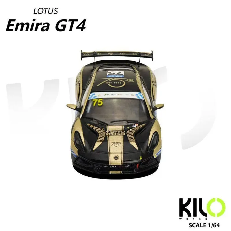 Фото Модель гоночного автомобиля KILO 1:64 Lotus Emira GT4 LKL 2023 Macau из сплава, коллекционная игрушка для мальчиков №4
