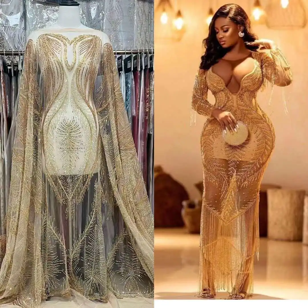 

Высокая вышивка бусинами кольцо камни сетка блестки 3D цветок Французский ручной работы свадебный бисер новый дизайн роскошный Тюль кружевная ткань