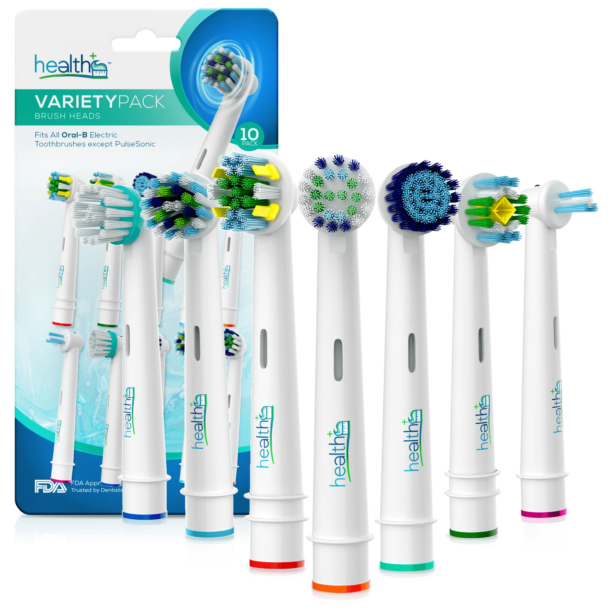 

Compatible -B Replacement Brush Heads - Variety 10-Pack | Toothbrush Heads With Dupont Bristles | Sensitive, Floss, Ortho, Pow