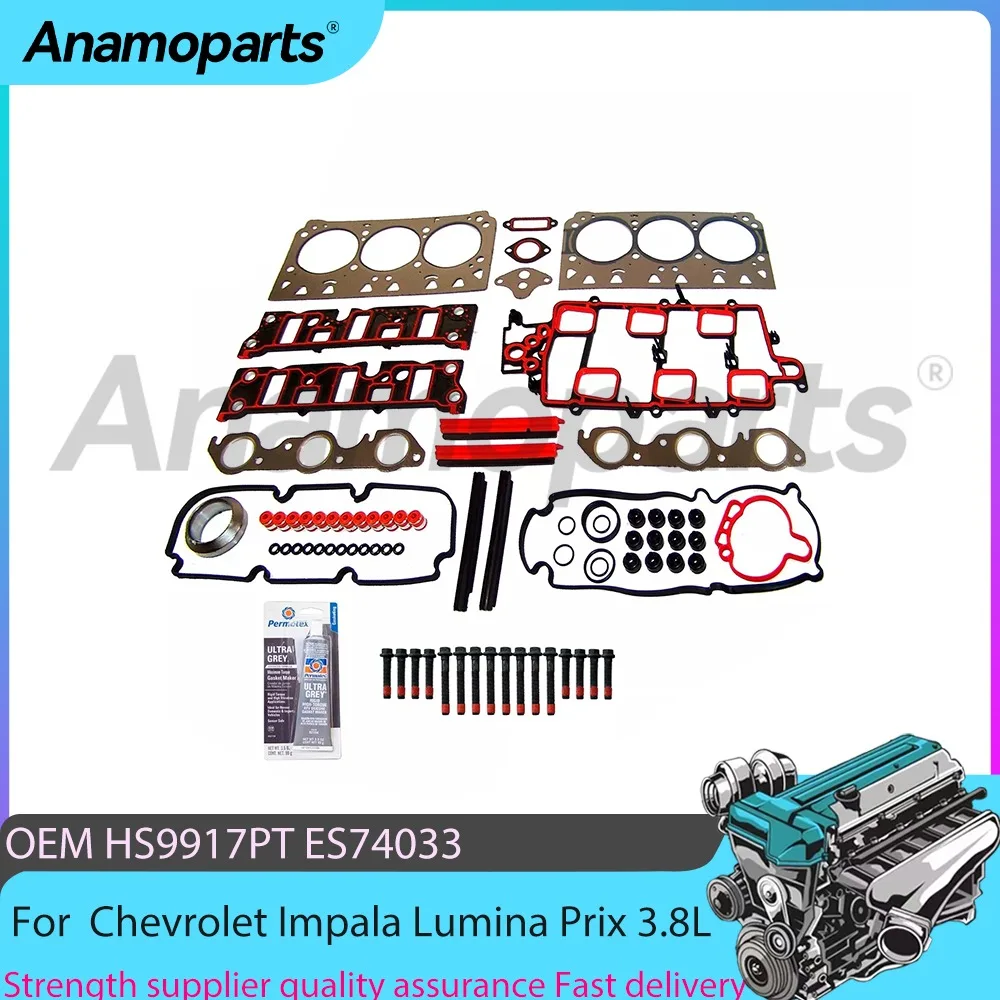 Комплект прокладок головки двигателя комплект болтов подходит для 3.8L V6 GAS Chevrolet