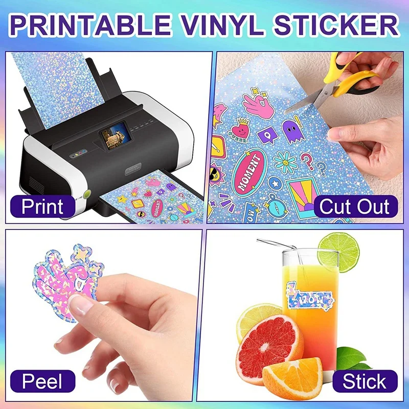 72 листа голографической бумаги для наклеек с драгоценными камнями и звездами