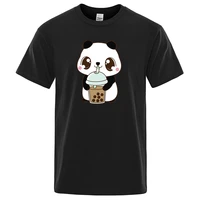 summer cute panda printed mens t shirt hip hop loose oversized street t shirts pure cotton tee korean top hip hop male t shirt